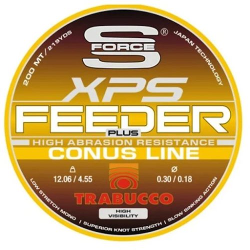 Trabucco S-Force Feeder Plus Conus 200m 0,35-0,25mm vékonyodó távdobó főzsinór (053-74-250)