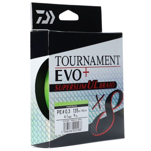 Daiwa Tournament X8 EVO+ Super Slim UL Braid PE 0.5  135m Chartreuse fonott zsinór (12125-005)