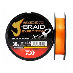   DAIWA J Braid Expedition X8E Braided Cord 150m 0,20mm 16kg fonott zsinór Smash Orange (12550-020)