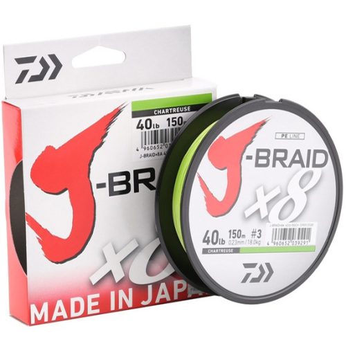 Daiwa J-Braid X8 Braid Chartreuse 150m 0,10mm fonott zsinór (12750-010)