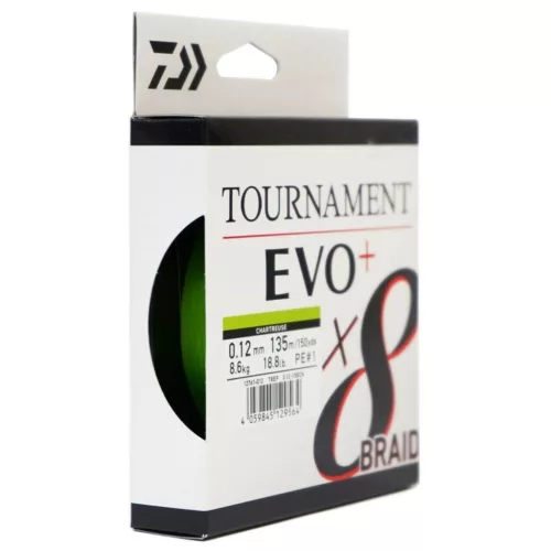 Daiwa Tournament X8 Braid Evo+ Ch Chartreuse 135m 0,16mm 12,2kg fonott zsinór (12761-016)