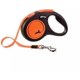   Flexi Neon S Tape 5m 15kg szalagos automata póráz - fényvisszaverő (12926) narancssárga