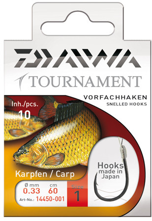 Daiwa Tournament Carp Snelled Hooks Előkötött Horog - Pontyos (1450) (14450-0 )