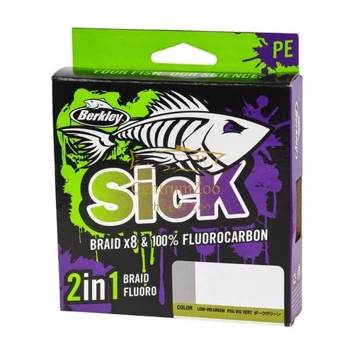 Berkley Sick 2In1 Braid & Fluorocarbon Moss Green fonott zsinór 150m 0,12mm 11,2kg + 50m 0,30mm 7kg (1572766)
