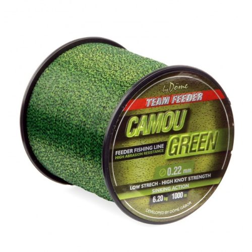 By Döme Team Feeder Carp Camou Green Shinking Mono 1000m 0,22mm 6,2kg süllyedő zsinór ( 3255-122)