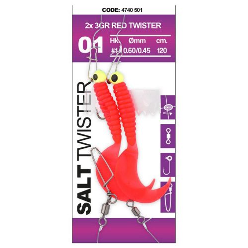 Spro Salt Twister 3g 1# 120cm 2db Red gumi+jig szett (4740-501)