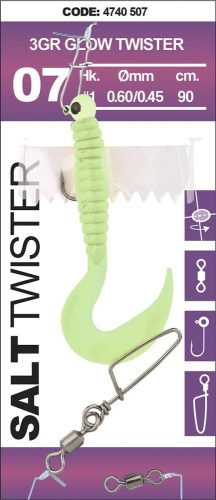 Spro Salt Twister 3g 1# 90cm 1db Glow gumi+jig szett (4740-507)