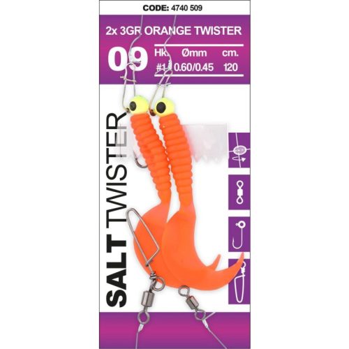 Spro Salt Twister 3g 1# 120cm 2db Orange gumi+jig szett (4740-509)