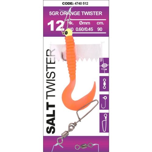 Spro Salt Twister 5g 1/0# 90cm 1db Orange gumi+jig szett (4740-512)