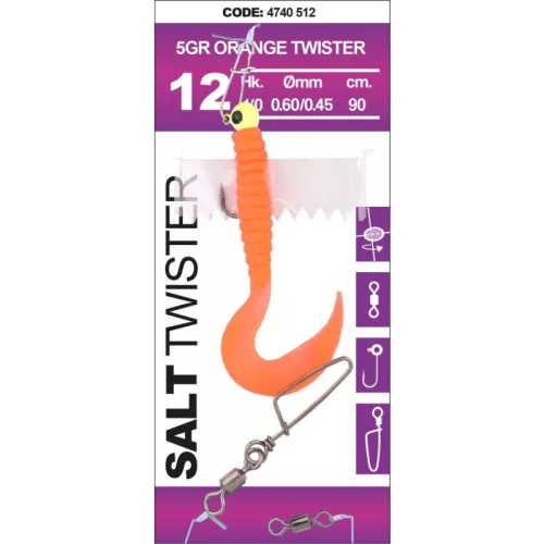 Spro Salt Twister 5g 1/0# 90cm 1db Orange gumi+jig szett (4740-512)