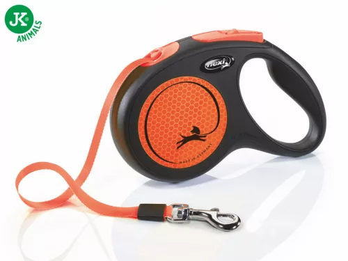 Flexi New Neon M orange szalagos 5 m 25 kg automata póráz - narancs (47743-5)
