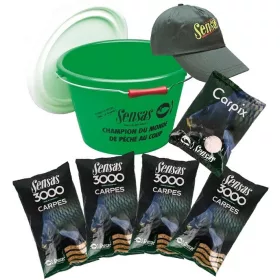   Sensas 3000 Carpes Set - 15L Bucket + 4xCarpes Groundbait + Aromapor+ Cap - vödrös pontyozó szett (73724)