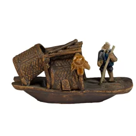   Közepes méretű kerámia figura - Csónakos álló halász evezővel 13cm  (74180-921)