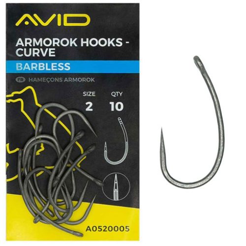 Avid Armorok Hooks- Curve Size 2 Barbless szakáll nélküli bojlis horog 10db (A0520005)