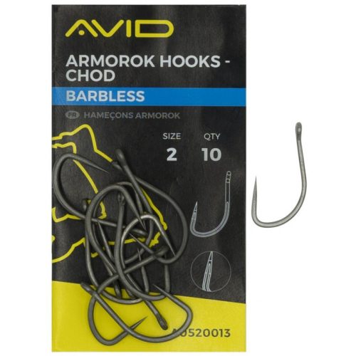 Avid Armorok Hooks- Chod Size 2 Barbless szakáll nélküli bojlis horog 10db (A0520013)