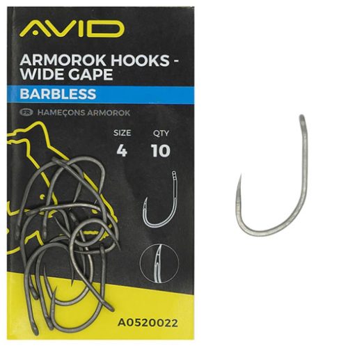 Avid Armorok Hooks Wide Gape Size 4 Barbless szakáll nélküli bojlis horog 10db (A0520022)