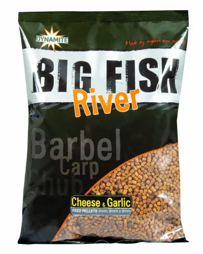 Dynamite Baits Big Fish River Cheese & Garlic 1.8kg etetőanyag 4-6-8mm Sajt+Fokhagyma (DY1367)