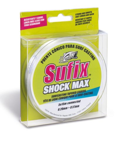 Sufix Shock Max Tapered Surfcasting Clear Leaders 5x15m 0.16-0.50mm dobóelőke (ASU470358)