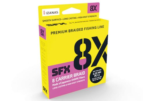Sufix SFX 8 Carrier Braid 270m 0,128mm 7,3kg Hot Yellow (ASU640619) fonott zsinór