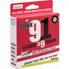   Sufix 91 G-Core Braid  9 szálas fonott zsinór 0,235mm 14,5kg 150m LO VIS GREEN (ASU640792)