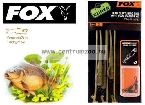 Fox Edges™ Lead Clip Tubing Rig Trans Khaki 3db szett (CAC579)