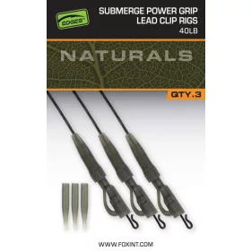   Fox EDGES™ Naturals Submerge Power Grip Lead Clip Leaders szerelék 40lb 3db szett (CAC851)