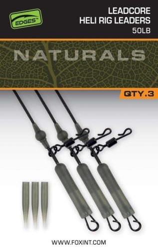 Fox EDGES™ Naturals Leadcore Heli Rig Leaders szerelék 50lb 3db szett (CAC853)