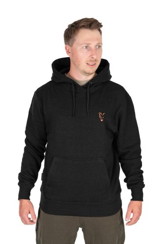 Fox Collection Black Marl Orange Hoodie pulóver SMALL (CCL226)