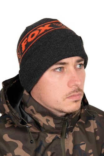 Sapka - Fox Collection Beanie Hat Black & Orange meleg sapka (CHH019)