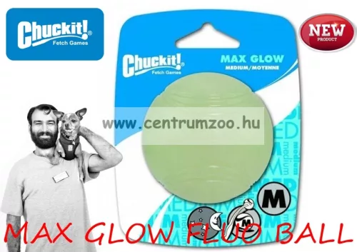 Chuckit Max Glow Fluoreszkáló Labda (M) 6Cm Sötétben Jól Látható (Chuc32313)