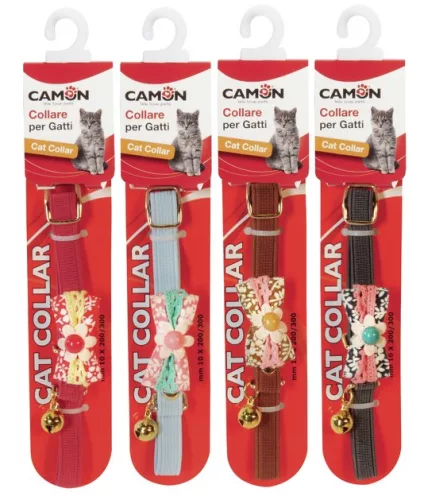 Camon Cat Collare Elasticizzato Con Fiocchetto E Campanello nyakörv cicáknak több színben (DG041/B)
