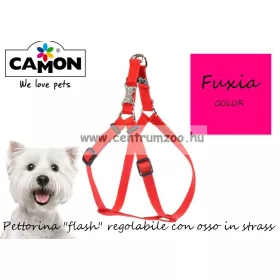   Camon Pettorina "Flash" Regolabile Con Osso In Strass -  Fuxia Kutyahám 10Mm (Dc090/F)