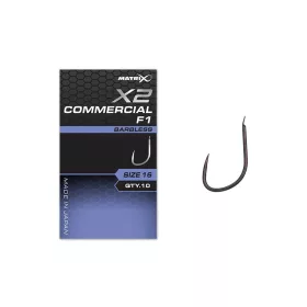   Fox Matrix X2 Commercial F1 14 Barbless Hooks szakáll nélküli horog 10db (GHK173)