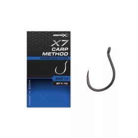   Fox Matrix X7 - Carp Method Barbless Eyed 12 Hooks szakáll nélküli horog 10db (GHK191)