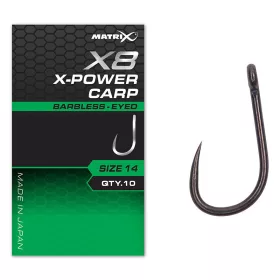   Fox Matrix X8 - X-Power Carp Barbless Eyed 10 Hooks szakáll nélküli horog 10db (GHK195)