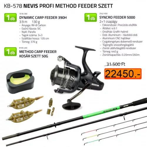 Nevis Profi Pontyozó Method Feeder szett 1618-390+ 2542-650+ 8100-450 (KB-578)