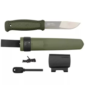  Morakniv® Mora Kansbol Green kés, tokkal + Survival Kit tűzgyújtó szett  (M-13912)