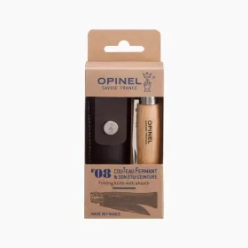   Opinel Tradition Classique No.08 (S) zsebkés, bükk, bőr tokkal, díszdobozban (O-001089)