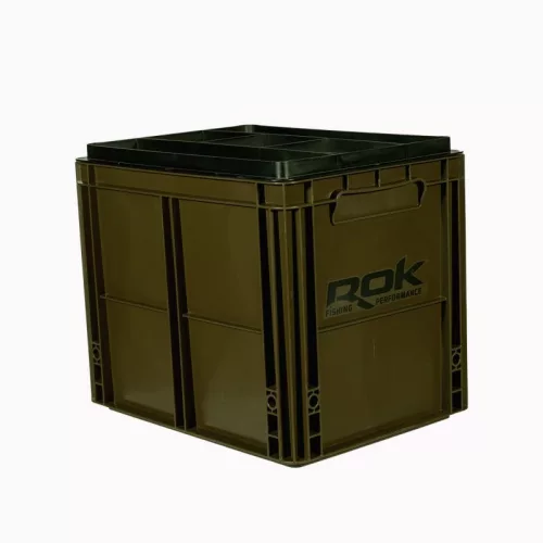 Rok Fishing Performance - Rok Crate 433 GreenBrown+ Cover - rekesz tetővel 40x30x32cm (020109)