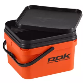   Rok Fishing Performance - Square Bucket 10 literes vödör + betét + tető szett ORANGE (ROK-030467-030474)