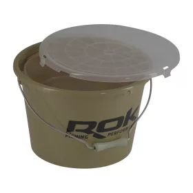   Rok Fishing Performance - Round Bucket Brown 18l vödör  + fedél GREEN  (ROK030290-030092)