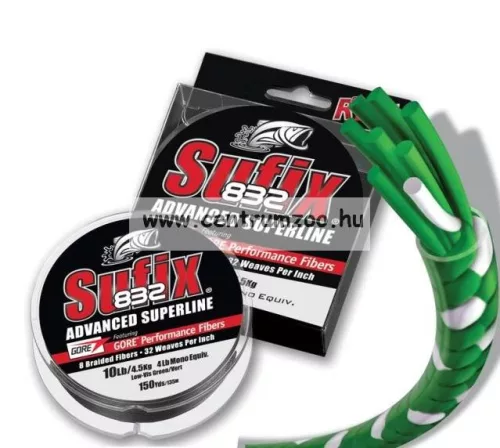 Sufix 832  V. Generációs Fonott Zsinór 0.38Mm/36.0Kg/79Lb/Low-Vis Green/ Zöld 120M