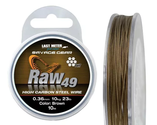 Savage Gear Raw49 0.45mm 16kg 35lb Uncoated Brown 10m harapásálló előke (SVS54893) Köthető, Krimpelhető