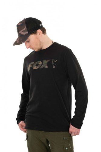 Fox Long Sleeve Black Camo T-Shirt -  Medium Horgász Póló (Cfx116)