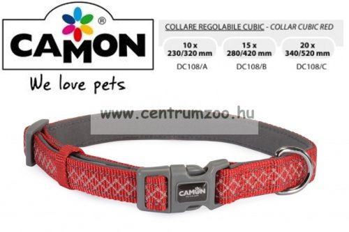 Camon Cubic Red 20Mm 34-52Cm Széles Textil Nyakörv (Dc108/C)