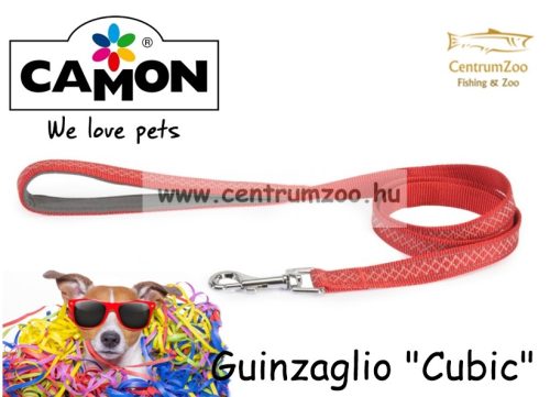 Camon Guinzaglio "Cubic" Red 15Mm 120Cm Széles Textil Póráz (Dc108/H)