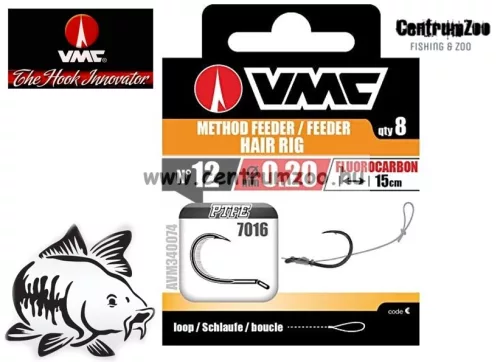 Vmc Carp Hair Rig 7016Nt Hooks Fluorocarbon Boilie - Előkötött Horog Csalifüllel  14-Es Méret 20Cm 8Db (Avm340075)