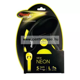   Flexi Neon L Tape 5M 50Kg Szalagos Automata Póráz - Fényvisszaverő (12925)