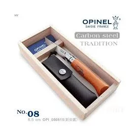   Opinel Tradition Carbon No.08 (C) zsebkés, bükk, bőr tokkal, díszdobozos (0-000815)