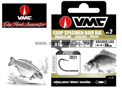 Vmc Carp Hair Rig 7021 Hooks Braided Line Boilie 1 - Előkötött Horog Csalitüskével 4-Es Méret 25Lbs 30Cm 2Db (171021)